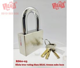 KHÓA TREO REAL VUÔNG THAU 60mm RS60-03 MÀU INOX